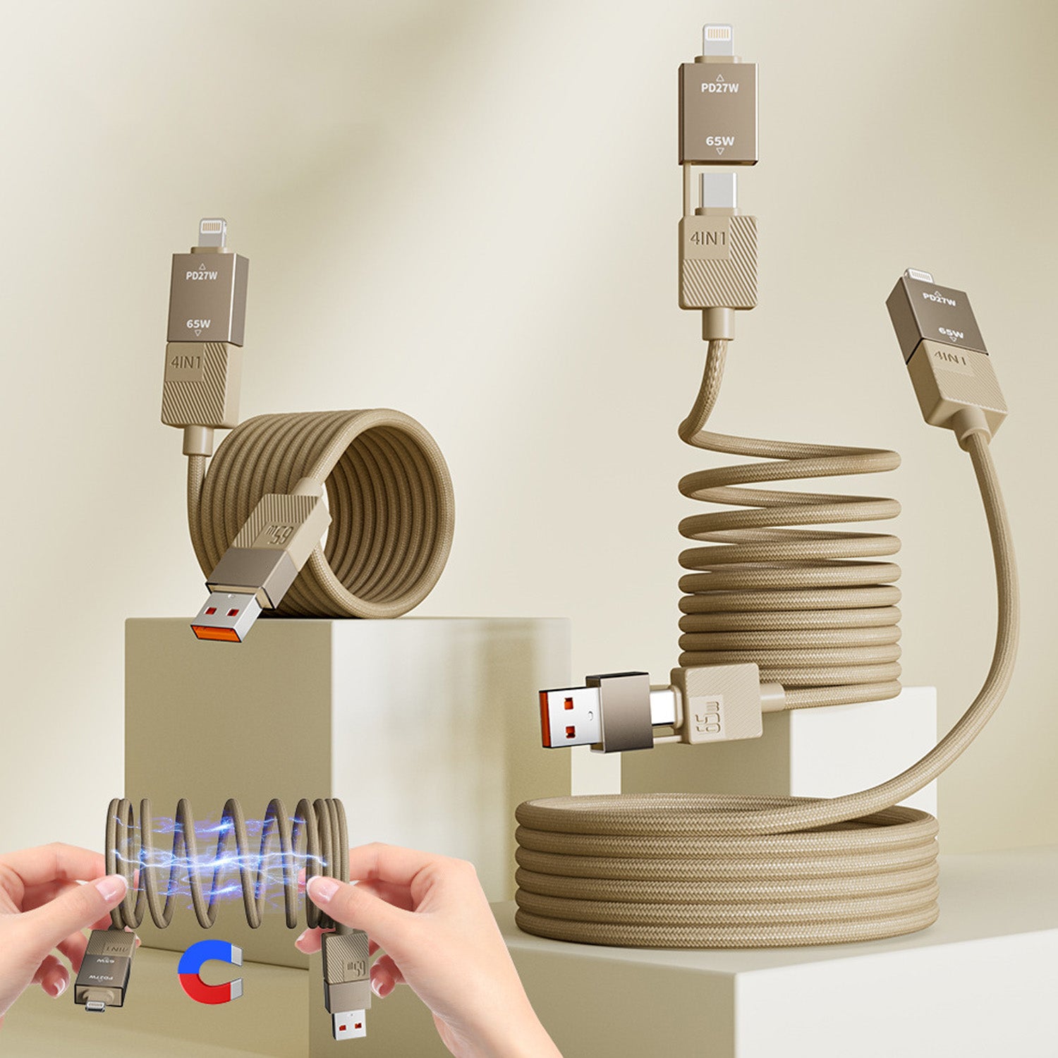 MagCable Max | 4-in-1 Magnetic Travel Cable 65W (1m/3.3ft)