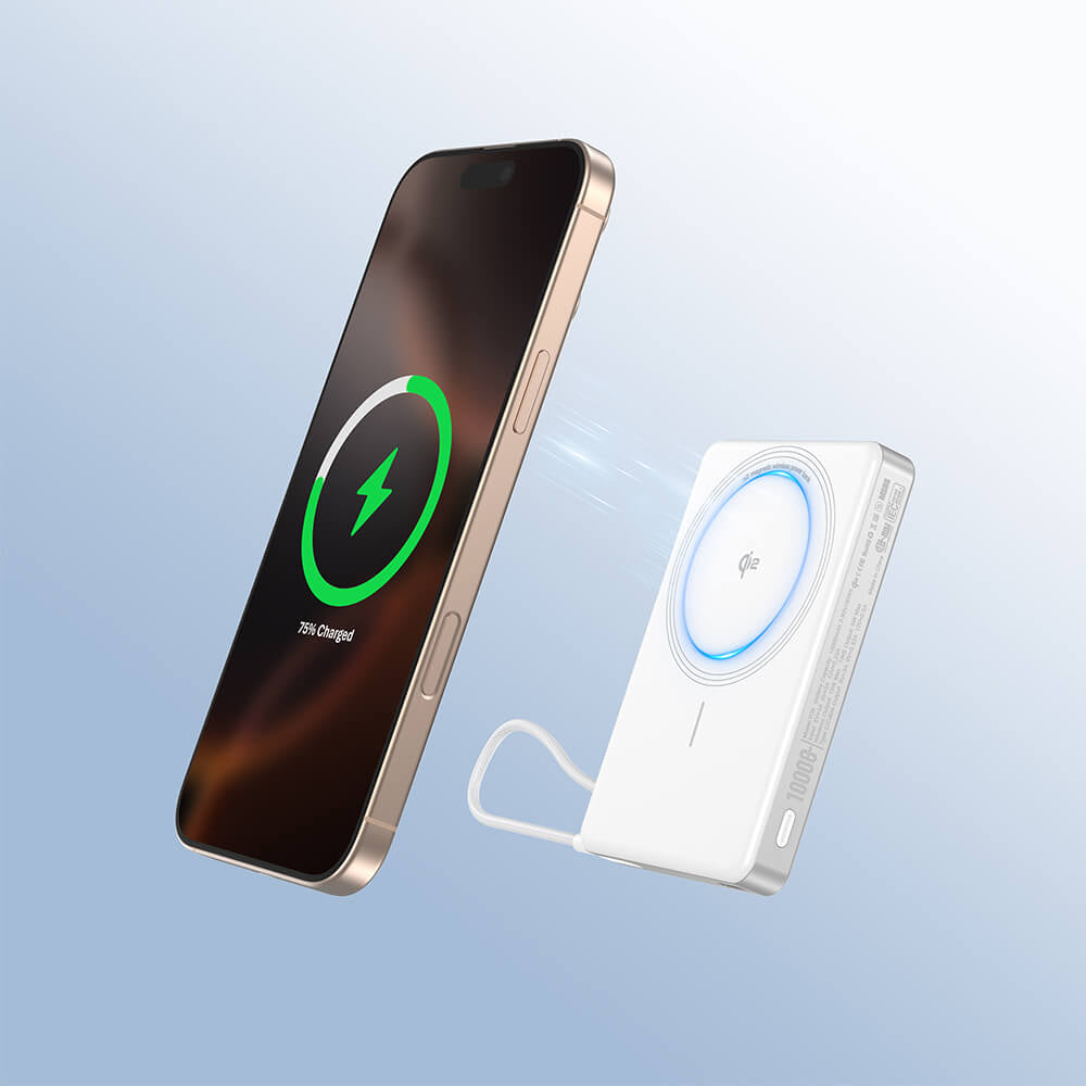 SKEGIC MagFold Magnetic Wireless Power Bank (10000mAh, Qi2 15W, MagSafe-compatible)