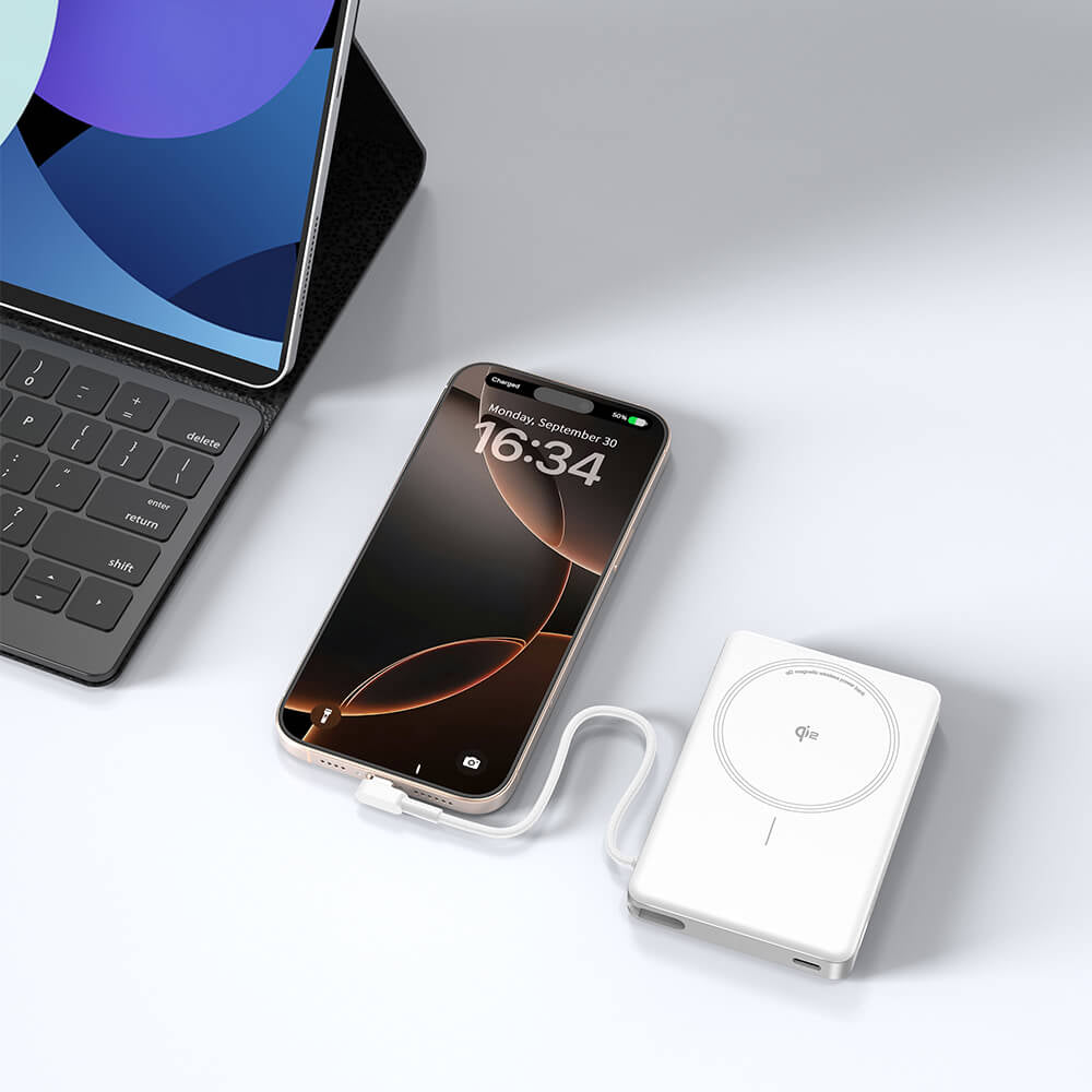 SKEGIC MagFold Magnetic Wireless Power Bank (10000mAh, Qi2 15W, MagSafe-compatible)