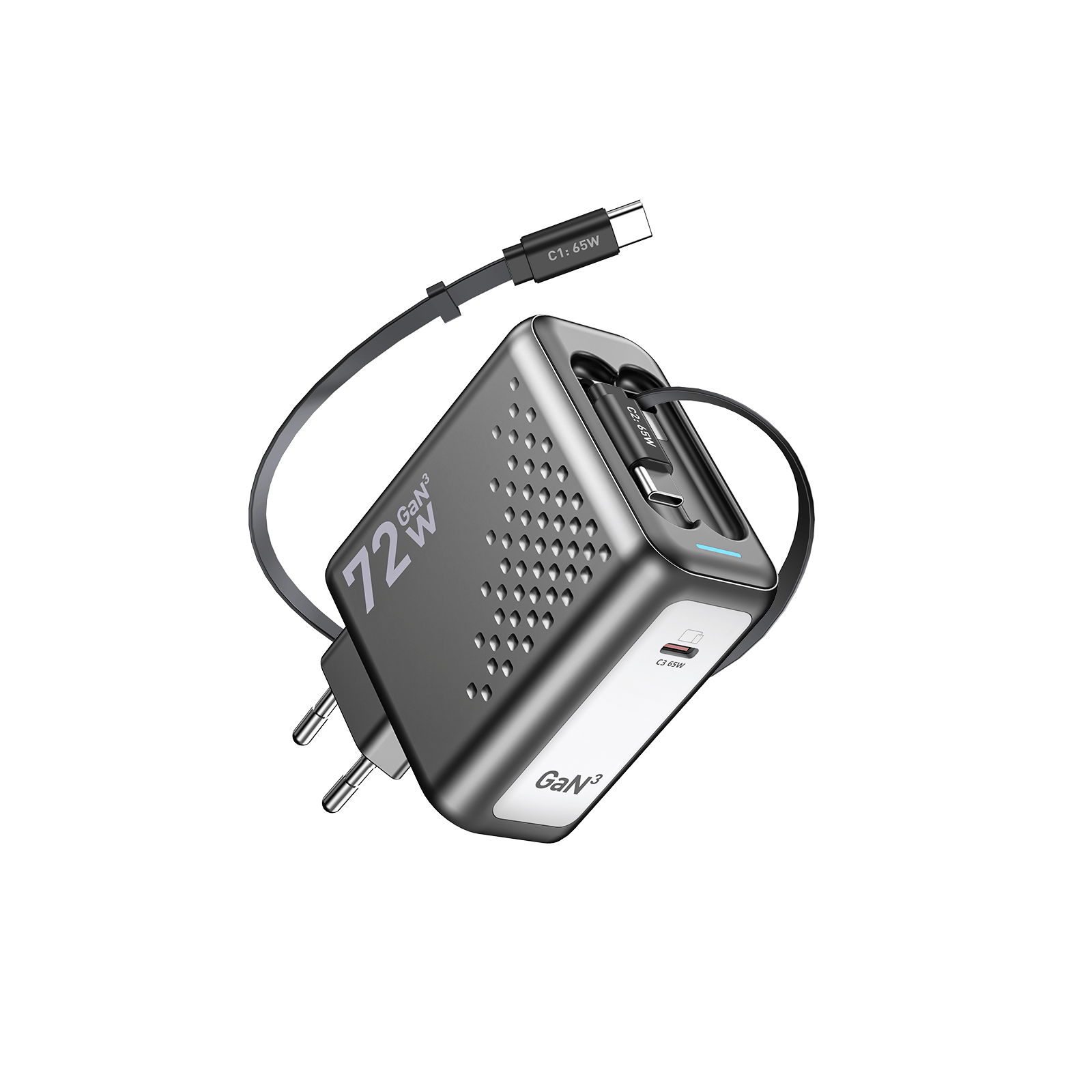 SKEGIC Pilot Travel Retractable GaN Charger (3-in-1, 72W)