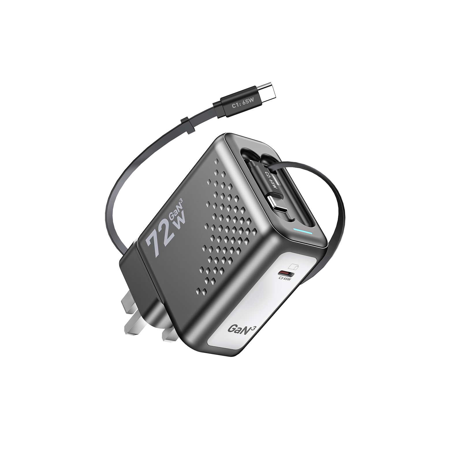 SKEGIC Pilot Travel Retractable GaN Charger (3-in-1, 72W)