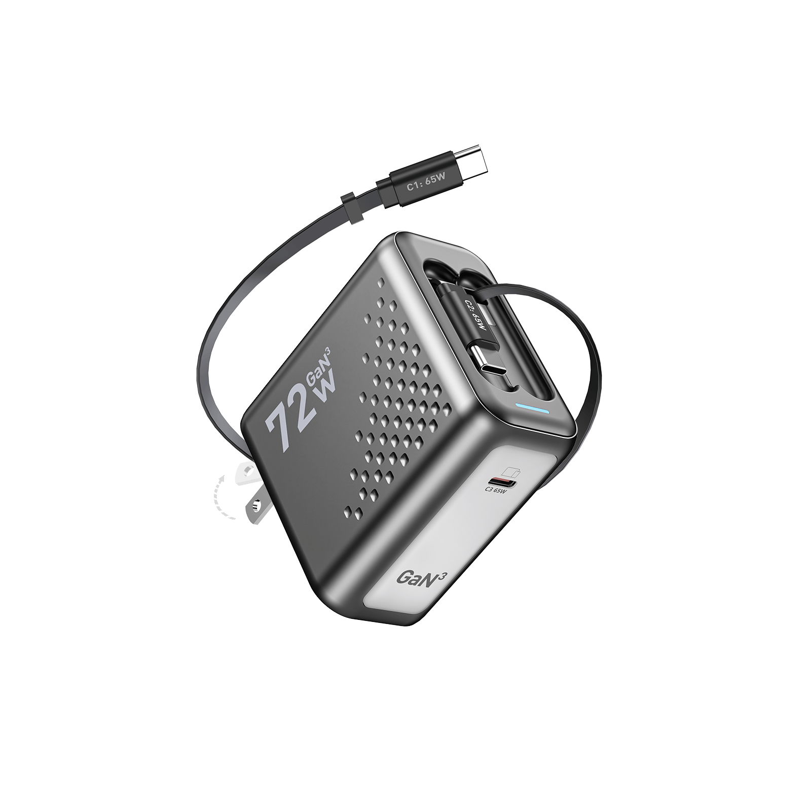 SKEGIC Pilot Travel Retractable GaN Charger (3-in-1, 72W)