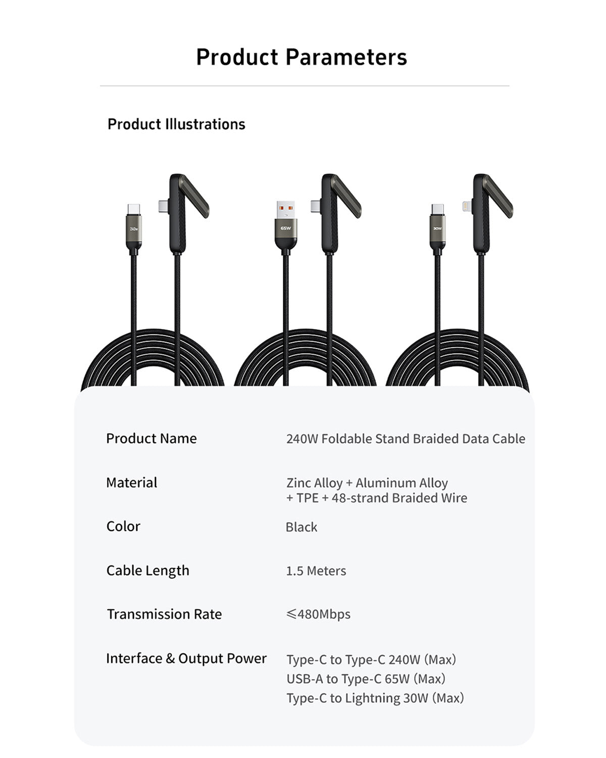 KickCable 3.0 | 2-in-1 Stand Charging Cable (1.5m/4.9ft)