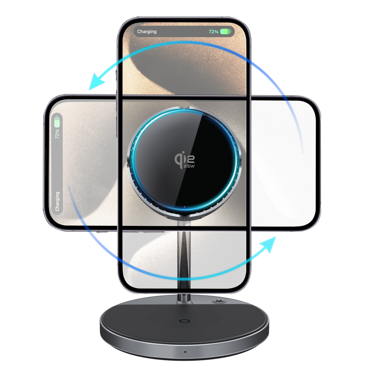 SKEGIC AirCool 3-in-1 Magnetic Wireless Charging Stand (Qi2 25W, MagSafe-Compatible)