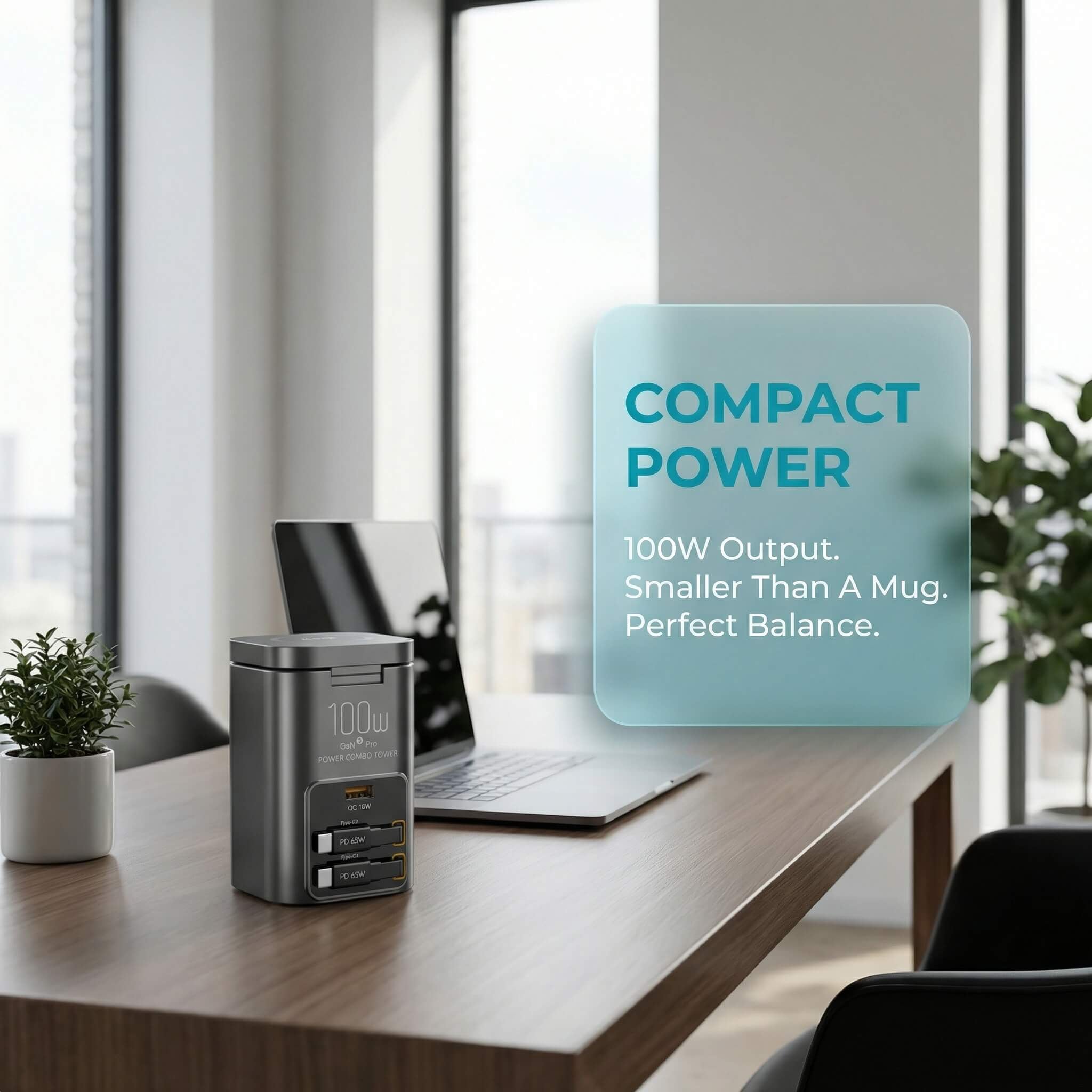 SKEGIC Nexus Pro 100W Power Station (25W Wireless Charging, 2 Retractable USB-C Cables, USB-A Port)