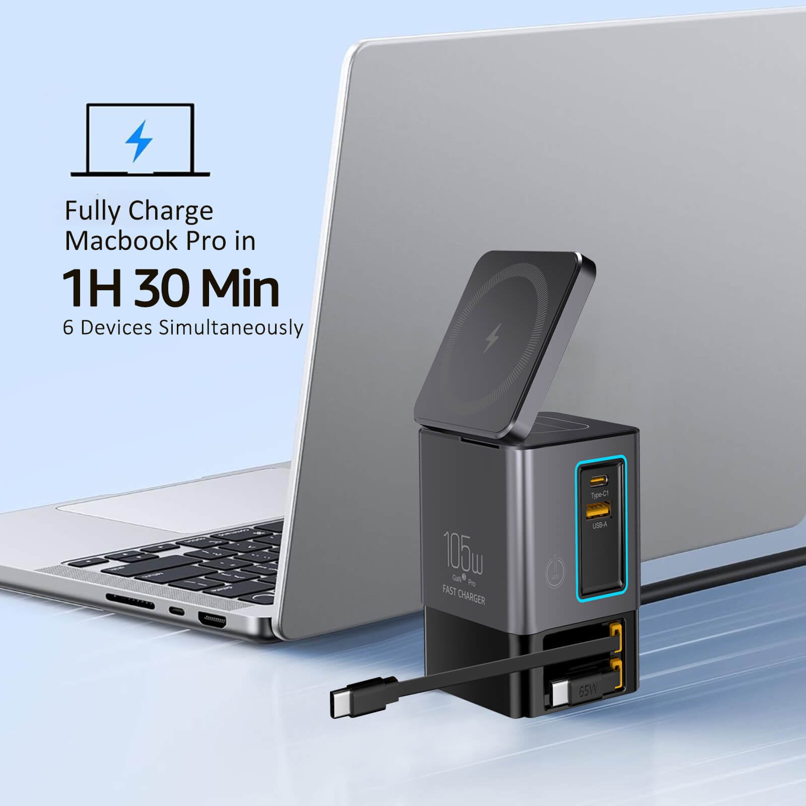 SKEGIC 105W 6-in-1 Power Station with Qi2.2 25W Wireless Charging