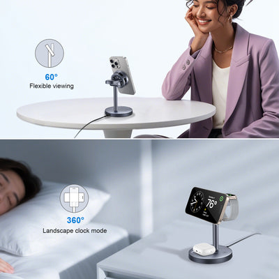 SKEGIC AirCool 3-in-1 Magnetic Wireless Charging Stands (Qi2 25W, MagSafe-Compatible)