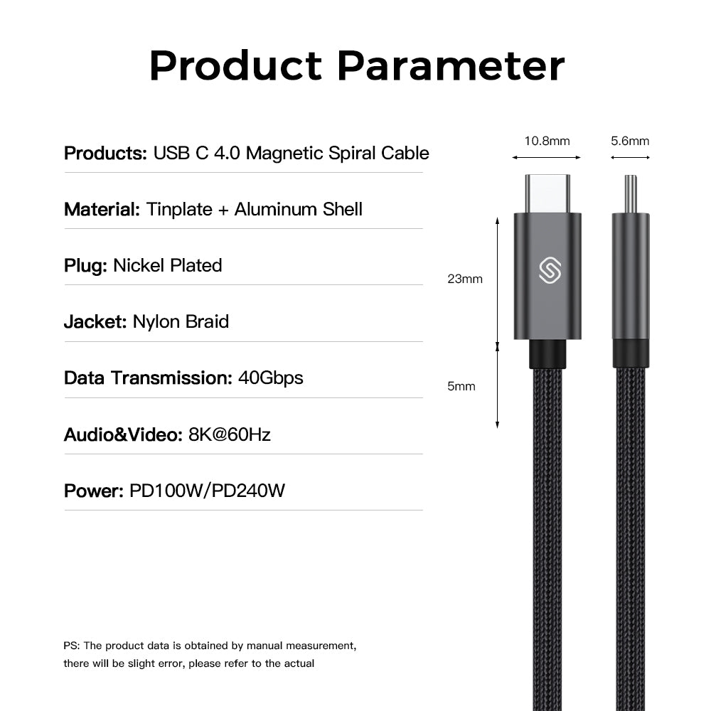 Magcable USB4 | Magnetisches USB-C-auf-USB-C-Kabel 100 W (1 m)