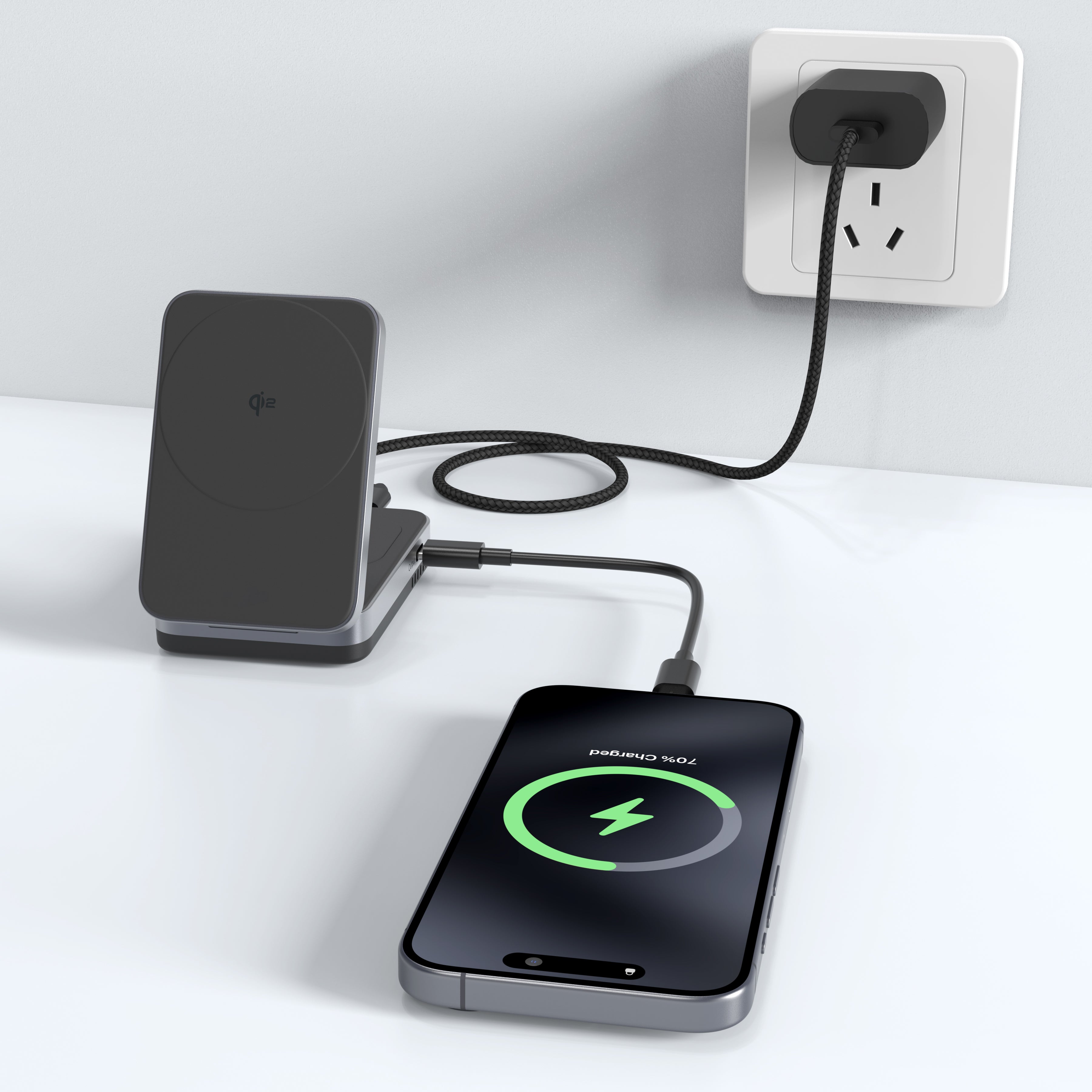 Flexi | 2-in-1 Magnetic Wireless Charger (Qi2 Certified)