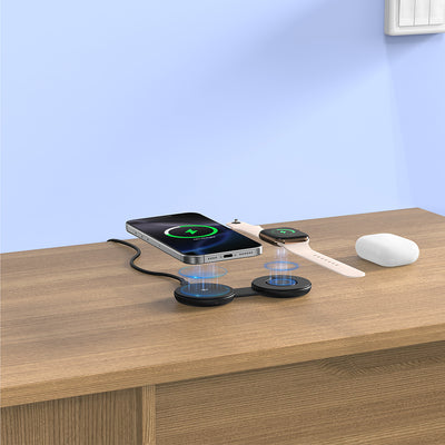 SKEGIC OntheGo 2-in-1 Portable Magnetic Wireless Charger (Qi2 15W, MagSafe-Compatible)