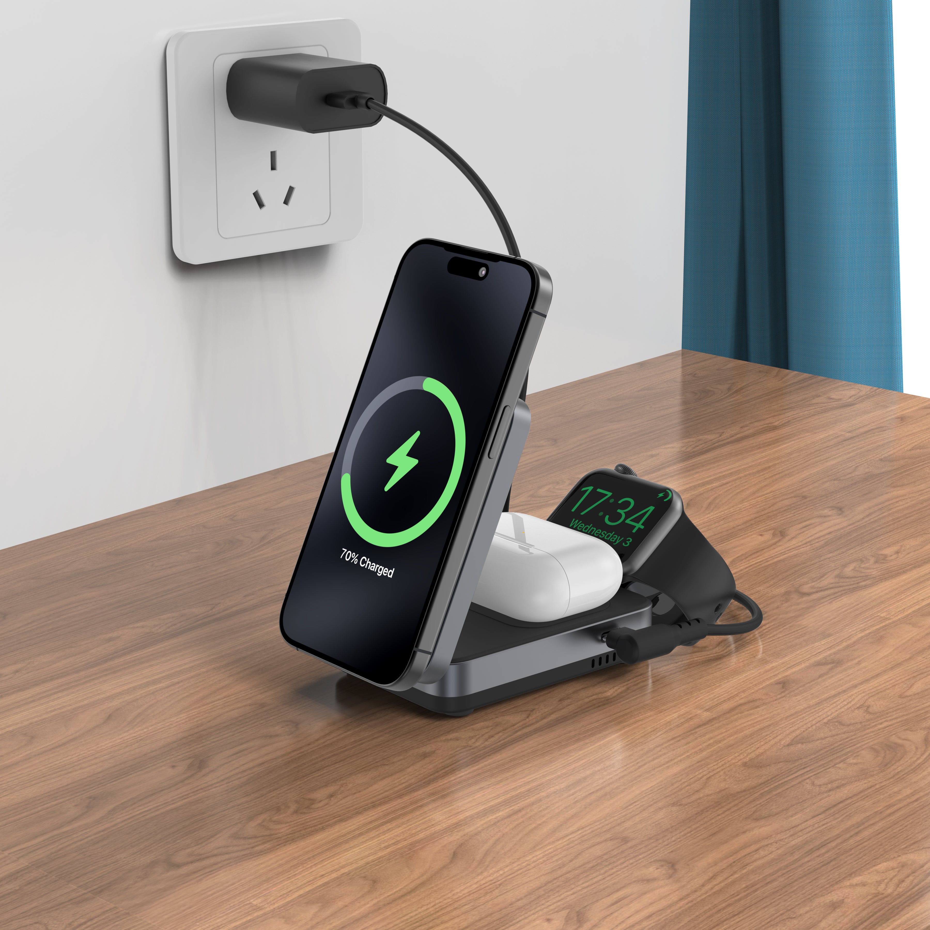 Flexi Pro | 3-in-1 Magnetic Wireless Charger (Qi2 Certified)