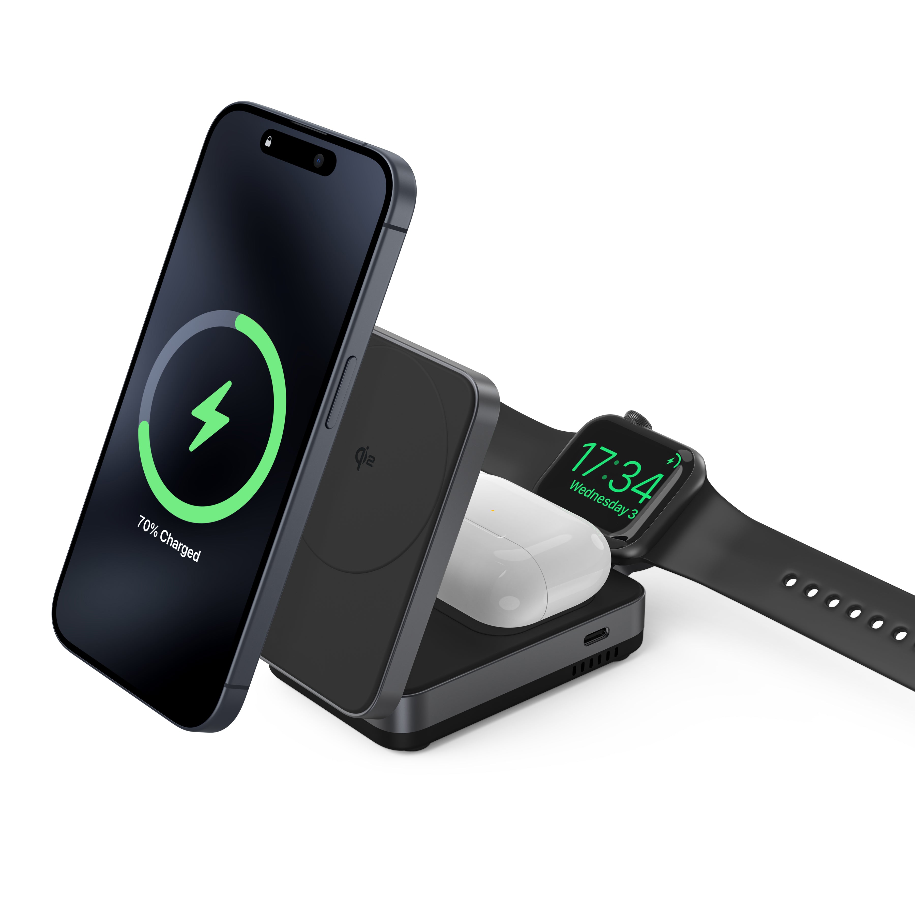 Flexi Pro | 3-in-1 Magnetic Wireless Charger (Qi2 Certified)