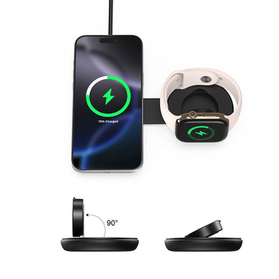SKEGIC OntheGo 2-in-1 Portable Magnetic Wireless Charger (Qi2 15W, MagSafe-Compatible)