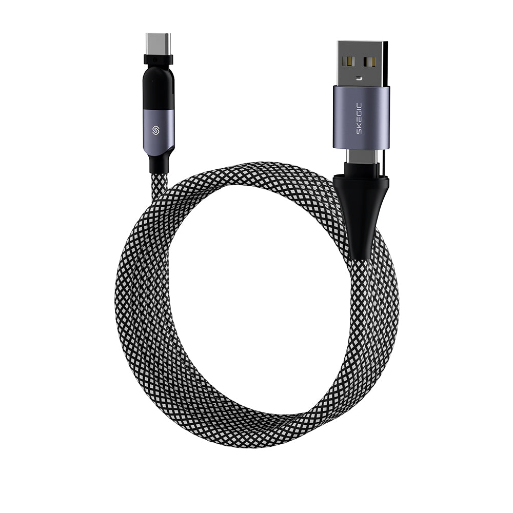 (Précommande) Magcable 180° Pro | Câble Magnétique USB-A &amp; USB-C vers USB-C Rotation 180° 60W (1m)