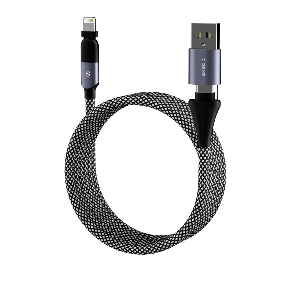 (Précommande) Magcable 180° Pro | Câble magnétique USB-A et USB-C vers Lightning avec rotation à 180° (1 m)