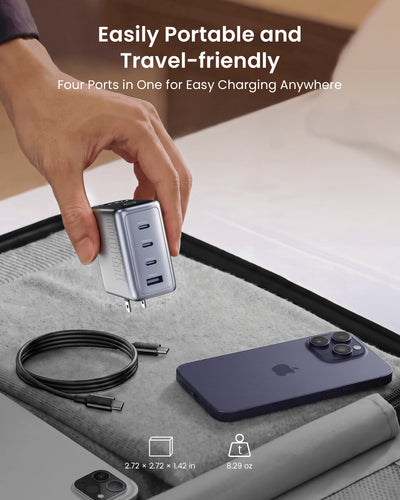 SKEGIC Pilot Pro 140W 4-Port GaN Charger (Smart Display, 4-in-1, 90° Foldable)