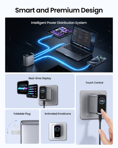 SKEGIC Pilot Pro 140W 4-Port GaN Charger (Smart Display, 4-in-1, 90° Foldable)