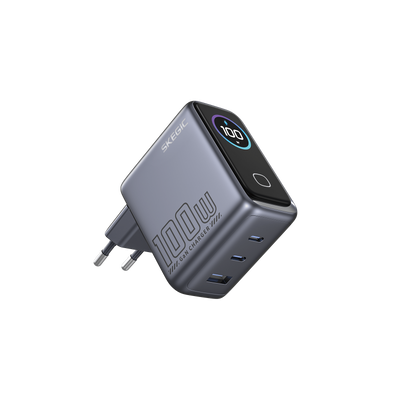 SKEGIC Pilot 100W 3-Port GaN Charger  (Smart Display, 3-in-1, 90° Foldable)