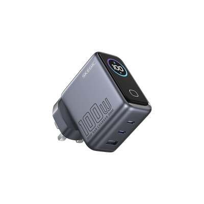 SKEGIC Pilot 100W 3-Port GaN Charger  (Smart Display, 3-in-1, 90° Foldable)