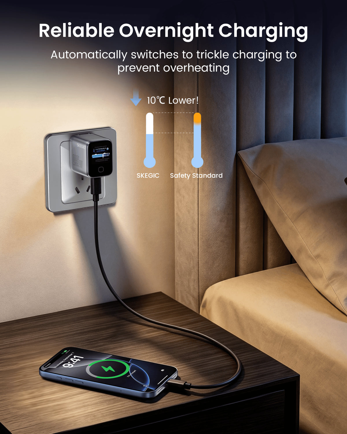 SKEGIC Pilot Mini USB-C Charger (45W, Smart Display, 90° Foldable)