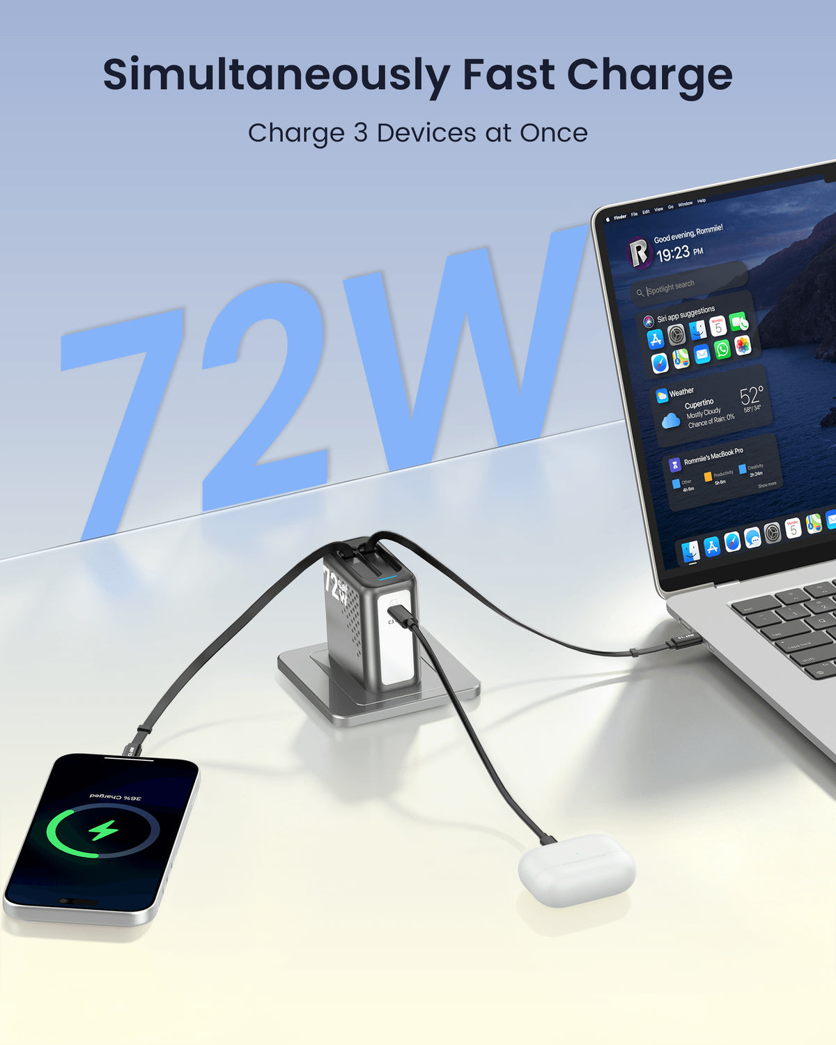 SKEGIC Pilot Travel Retractable GaN Charger (3-in-1, 72W, GaN³)