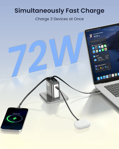 SKEGIC Pilot Travel Retractable GaN Charger (3-in-1, 72W, GaN³)
