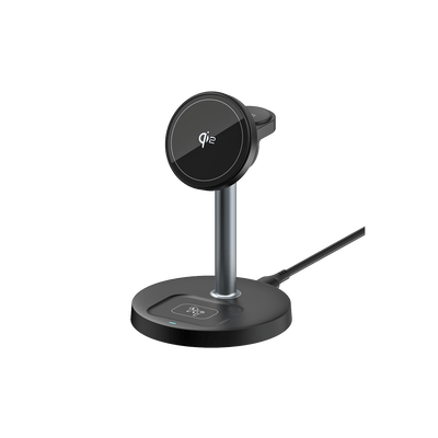 SKEGIC 3-in-1 Magnetic Wireless Charging Stand (Qi2 15W, MagSafe-Compatible)