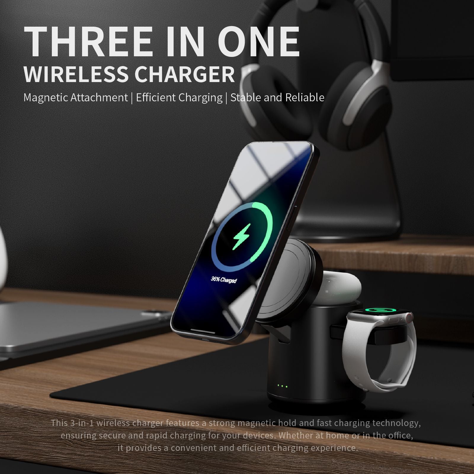 MagDock | 3-in-1 Magnetic Wireless Charging Station