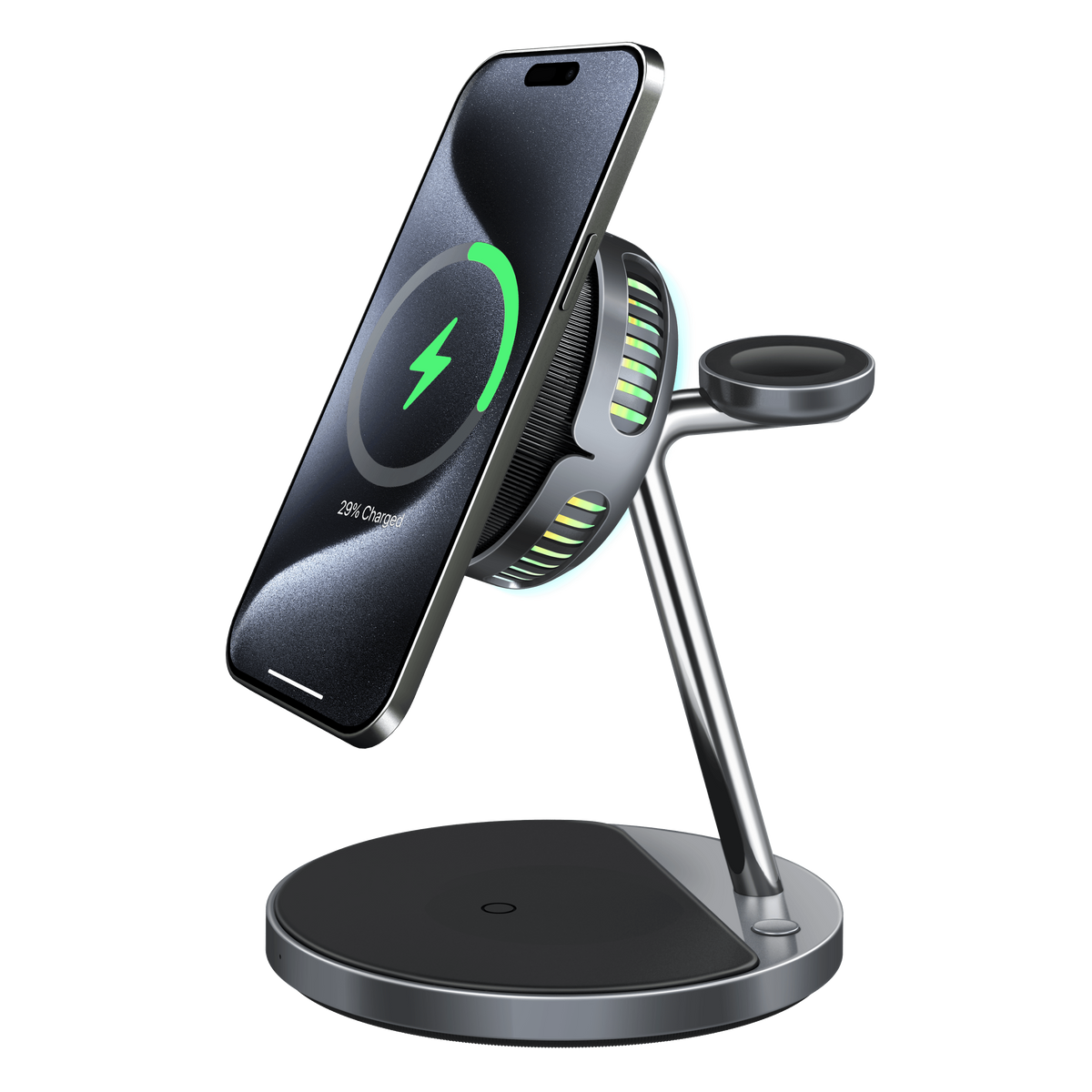 SKEGIC AirCool 3-in-1 Magnetic Wireless Charging Stand (Qi2 25W, MagSafe-Compatible)