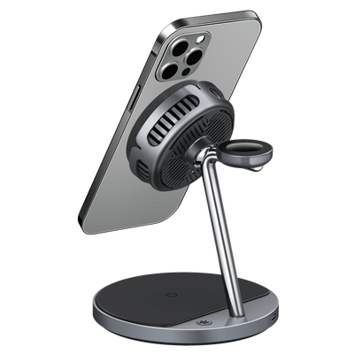SKEGIC AirCool 3-in-1 Magnetic Wireless Charging Stand (Qi2 25W, MagSafe-Compatible)
