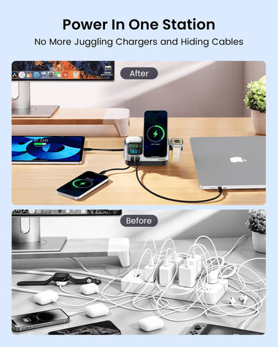 SKEGIC Nexus Ultra 180W SiC Charging Station (Smart Display, 3-in-1 Wireless, Qi2 25W, AirCool)