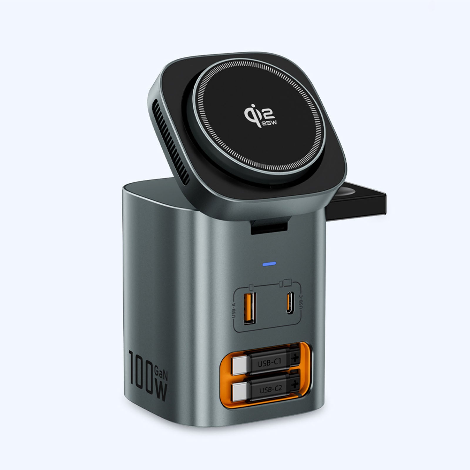 SKEGIC Nexus Max 100W AirCool GaN Charging Station with Watch Charger & Qi2 25W Wireless Charging