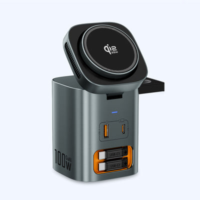 SKEGIC Nexus Max 100W AirCool GaN Charging Station with Watch Charger & Qi2 25W Wireless Charging