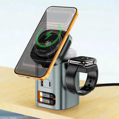 SKEGIC Nexus Max 100W AirCool GaN Charging Station with Watch Charger & Qi2 25W Wireless Charging