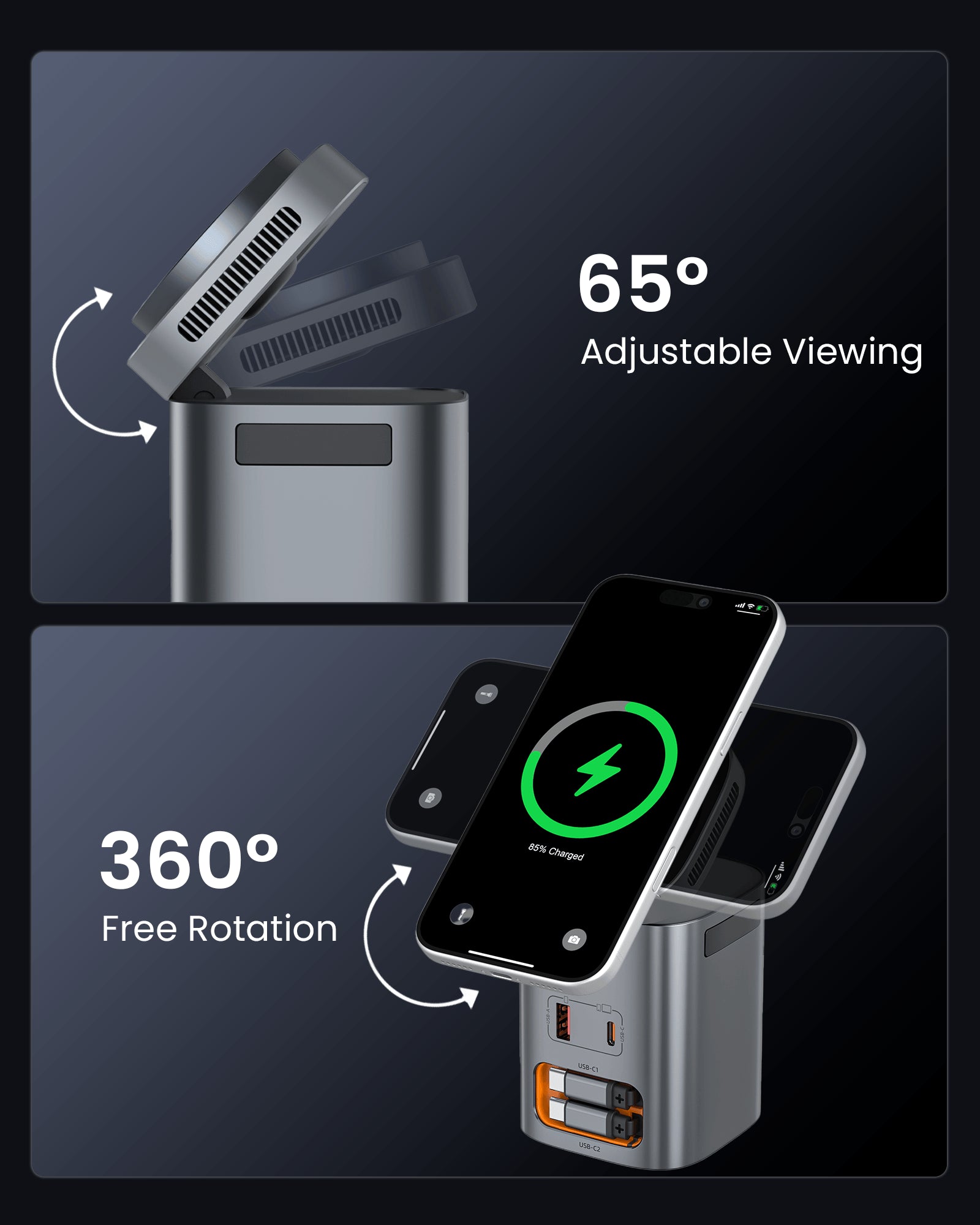 SKEGIC Nexus Max 100W AirCool GaN Charging Station with Watch Charger & Qi2 25W Wireless Charging