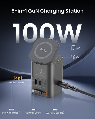 SKEGIC Nexus Hub 100W GaN Charging Station with HDMI Port