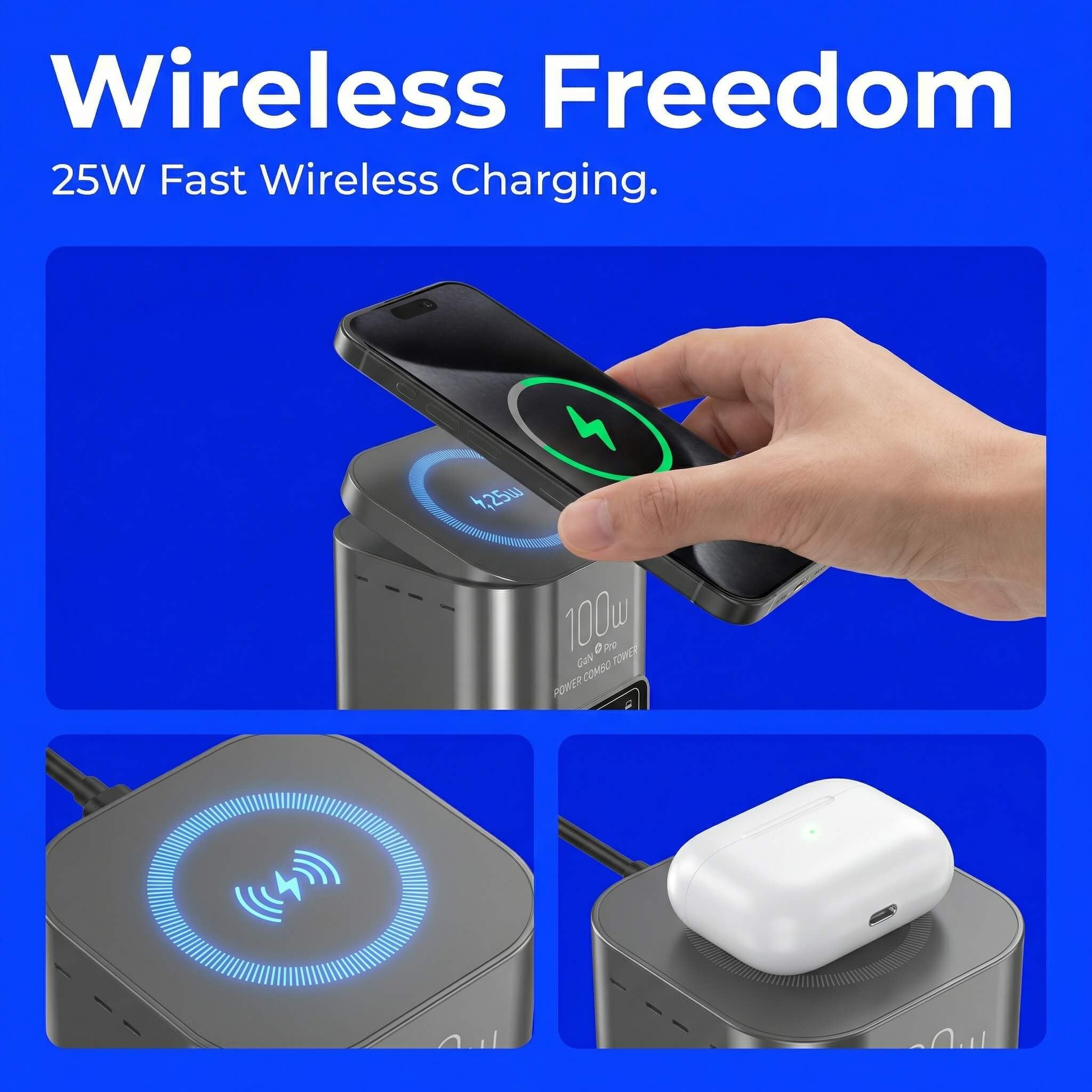 SKEGIC Nexus Hub 100W Power Station (25W Wireless Charging, 1 Retractable USB-C Cable, USB-A & USB-C Port, HDMI Port)