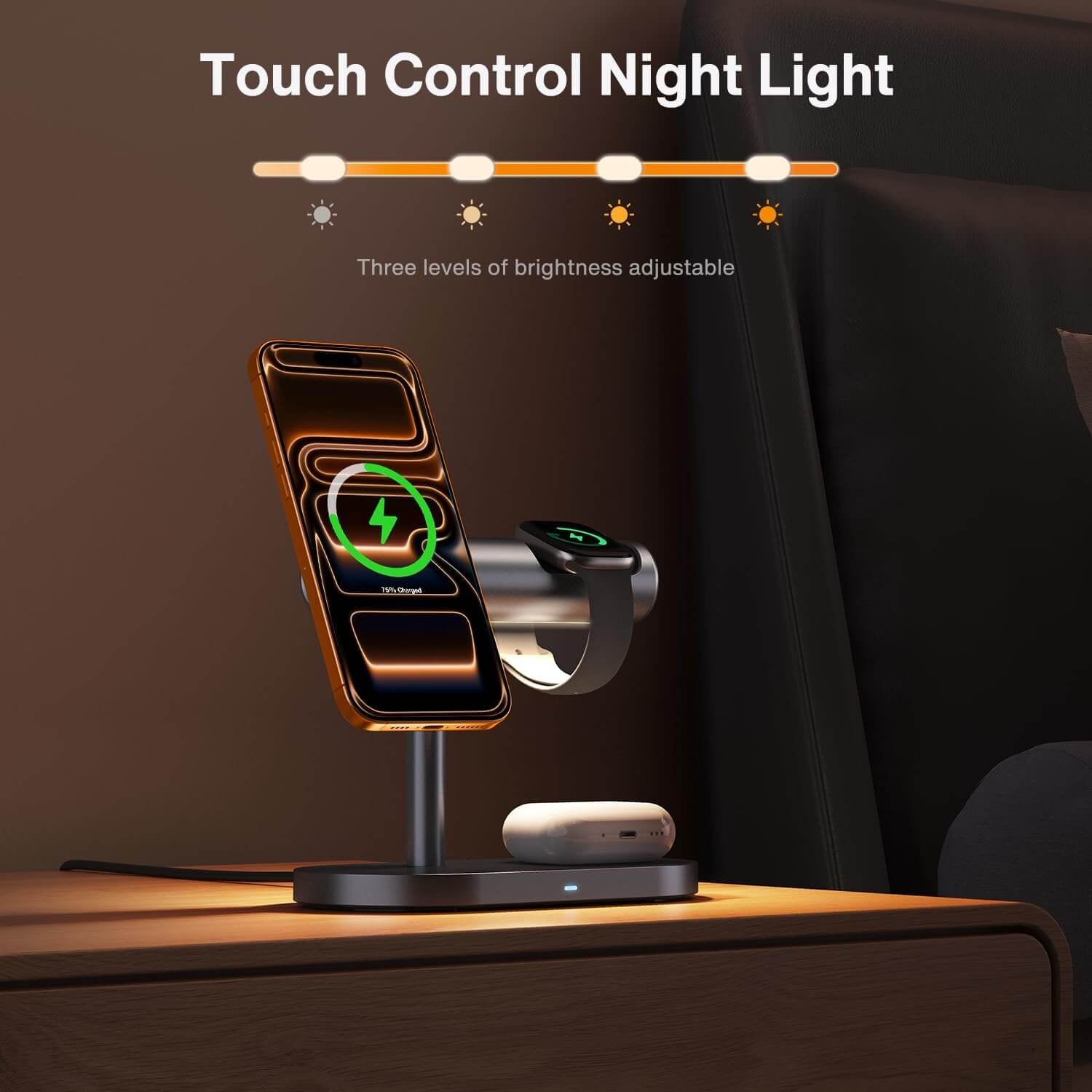 SKEGIC AirCool 4-in-1 Magnetic Wireless Charging Stand with Night Light (Qi2 25W, MagSafe-Compatible)
